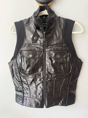🖤 Vintage Bebe Sport Genuine Leather Vest, NWT, Medium 🖤